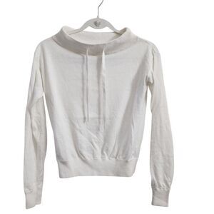 Minnie Rose Sweater XS White Cotton Cashmere Blend Longsleeve Lightweight